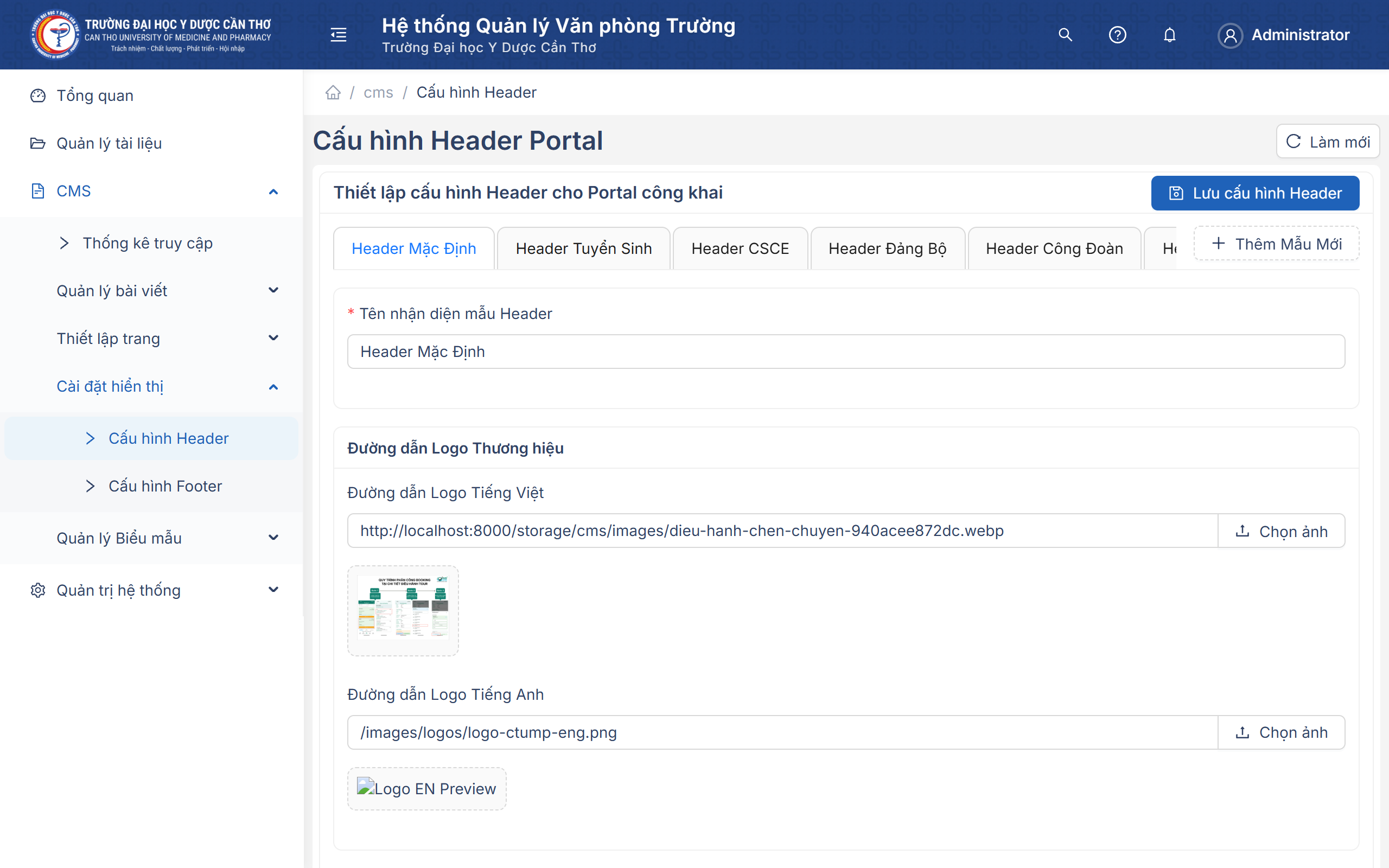 Cấu hình Header