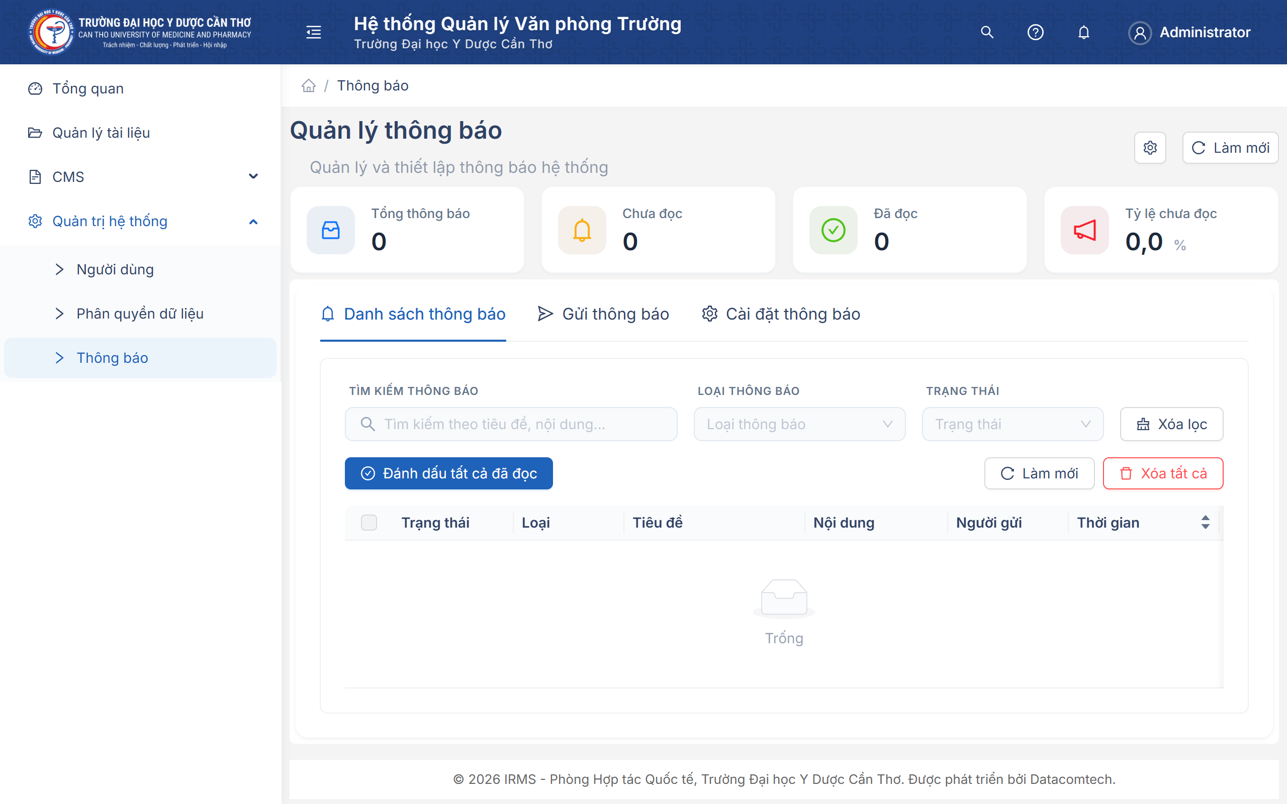 Quản lý thông báo hệ thống