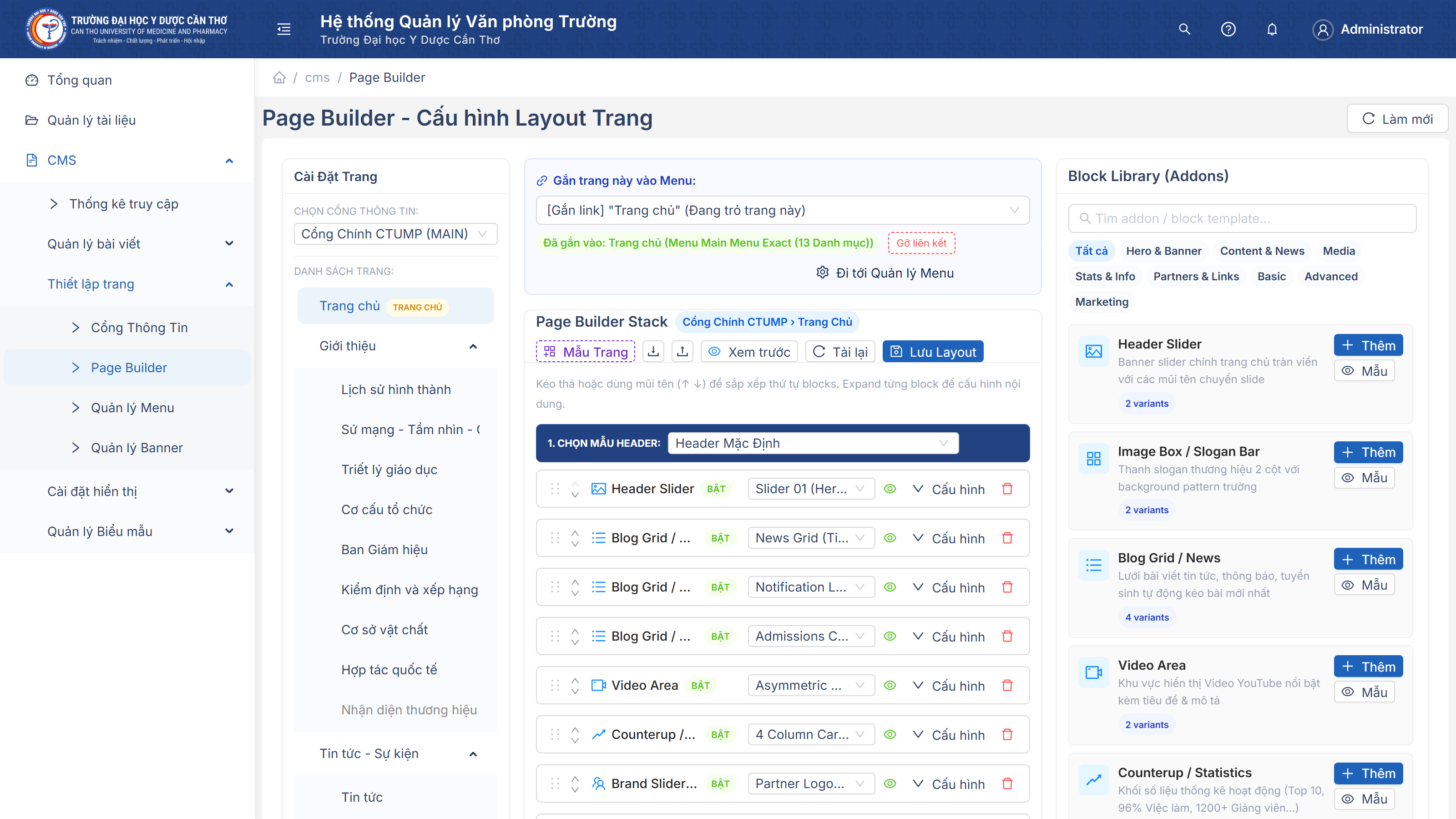 Màn hình Page Builder