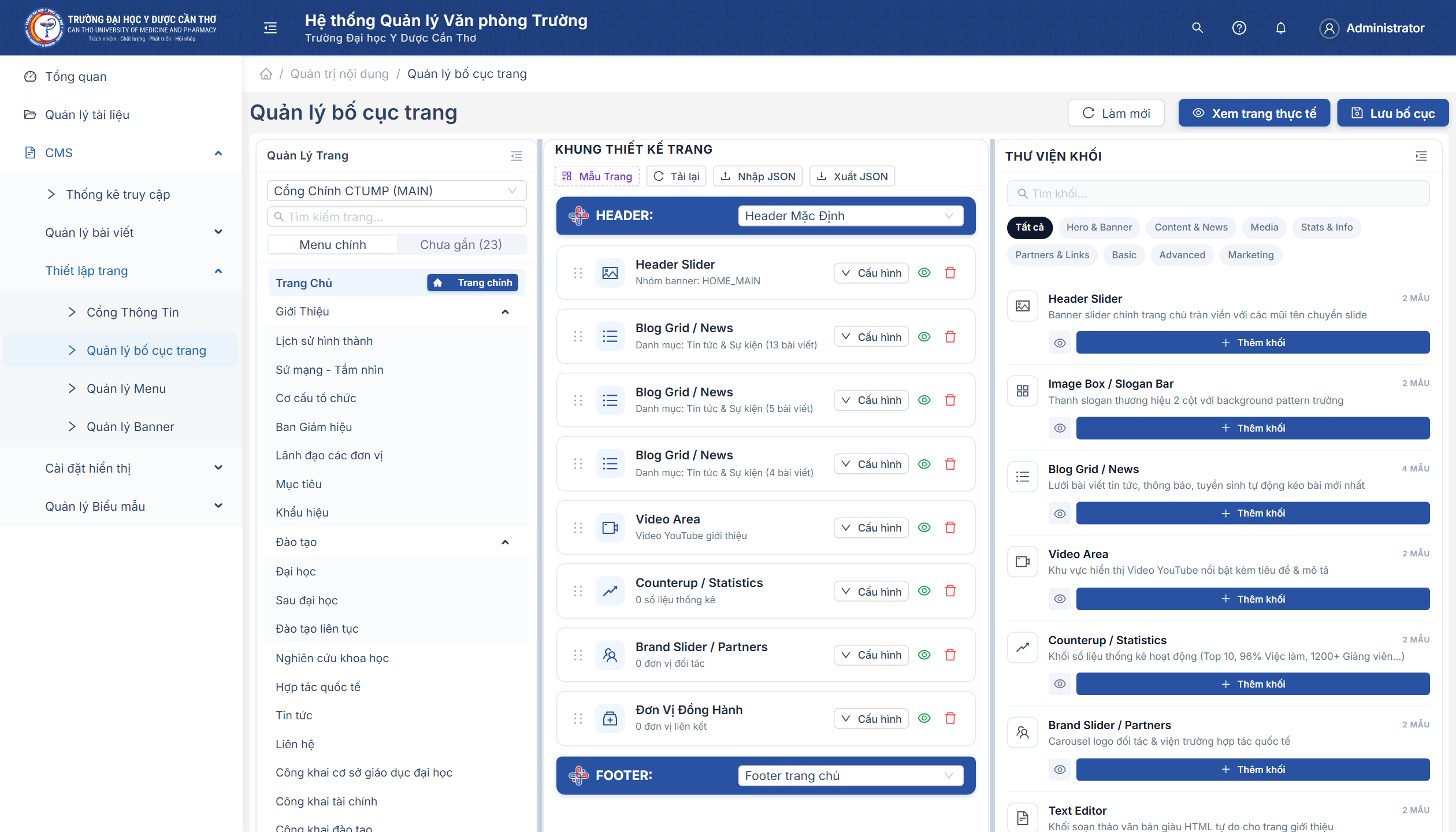 Màn hình Page Builder Studio