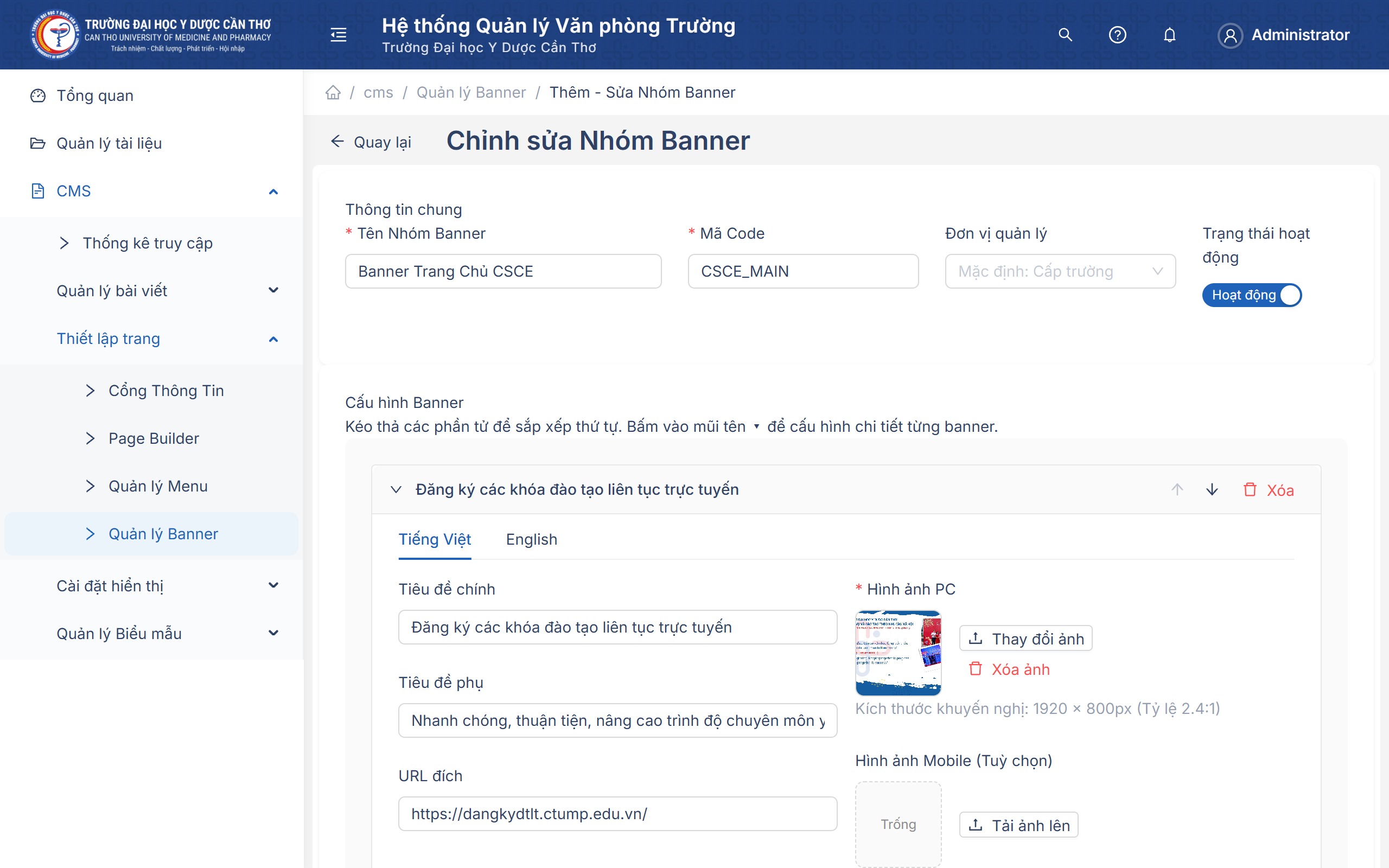 Cấu hình Banner