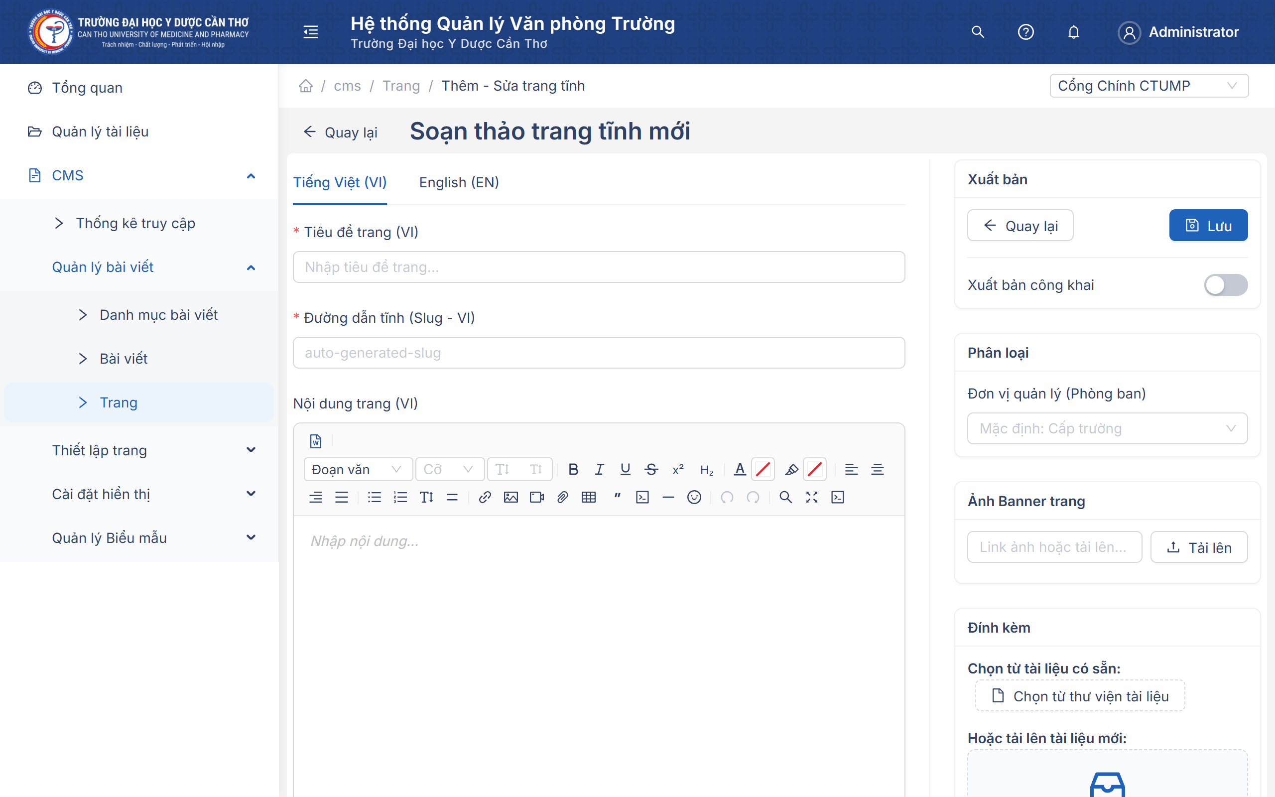 Soạn thảo Trang tĩnh